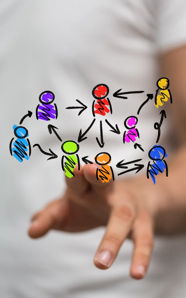 group of people talking in social network