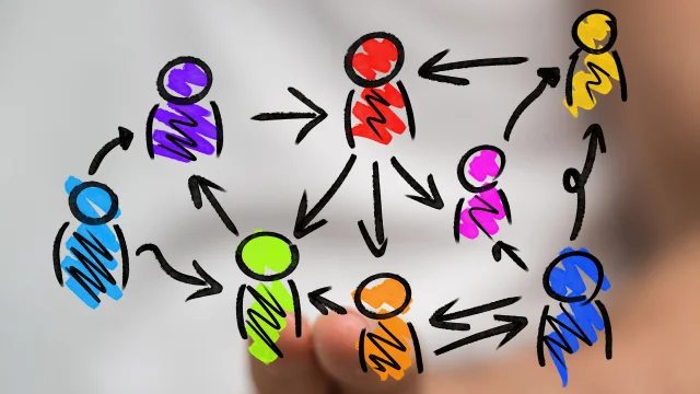 group of people talking in social network